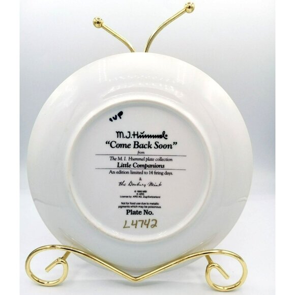 MJ Hummel Little Companions Come Back Soon Plate Danbury Mint Limited Edition 8 - Picture 5 of 12
